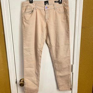 NEW Twin Set women's 31 light orange ankle zip stretchy skinny jeans 32x30 NWOT